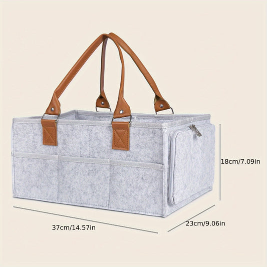 Light Grey Foldable Mommy Diaper Bag With Zipper Large Capacity Storage Bag