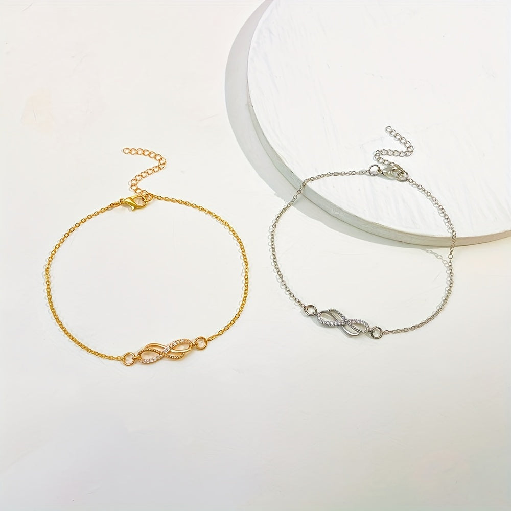 Infinity 8 Character Chain Anklet 18K Plated Zinc Alloy