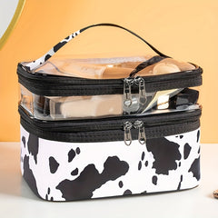Transparent Cow Pattern Cosmetic Bag Waterproof Makeup Bag