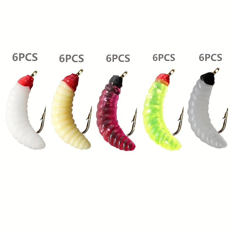 Artificial Maggot Fly Fishing Bait Wet Trout Worm Bait Hook