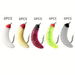 Artificial Maggot Fly Fishing Bait Wet Trout Worm Bait Hook
