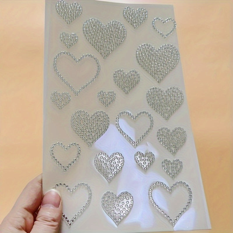 42pcs Heart Shaped Rhinestone Stickers for Christmas Window Car Decor 2 Sh