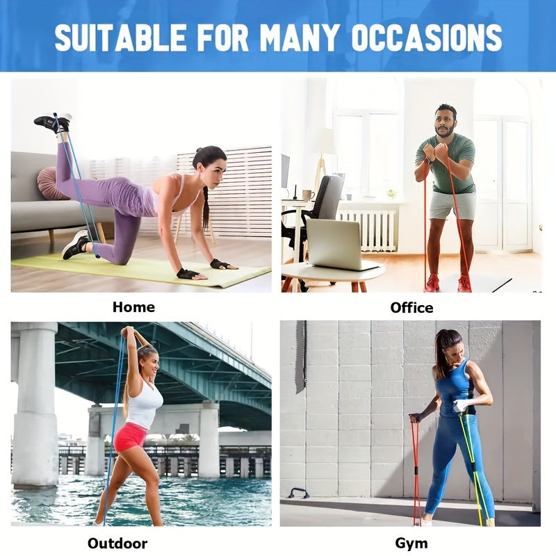 2pcs Elastic Resistance Band 8 Levels Full Body Workout Home Gym Pilates Yoga
