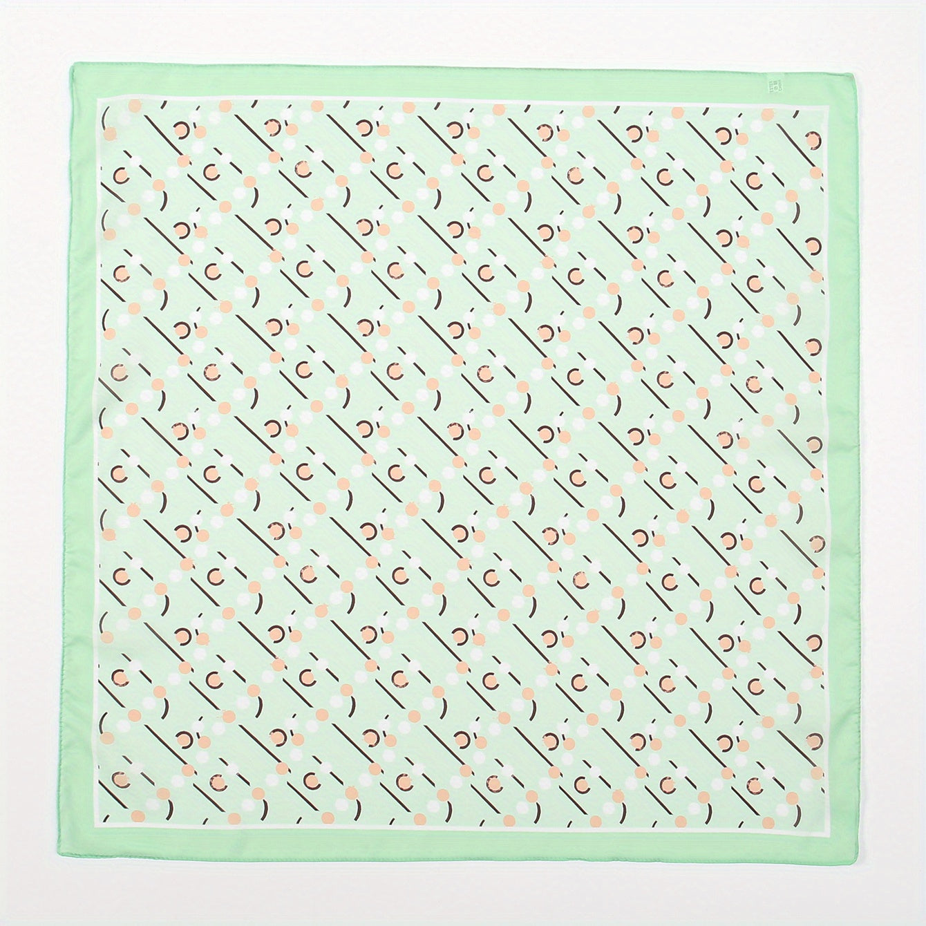 Green Geometric Dot Print Bandana Neckerchief Square Scarf Silk Head Wrap