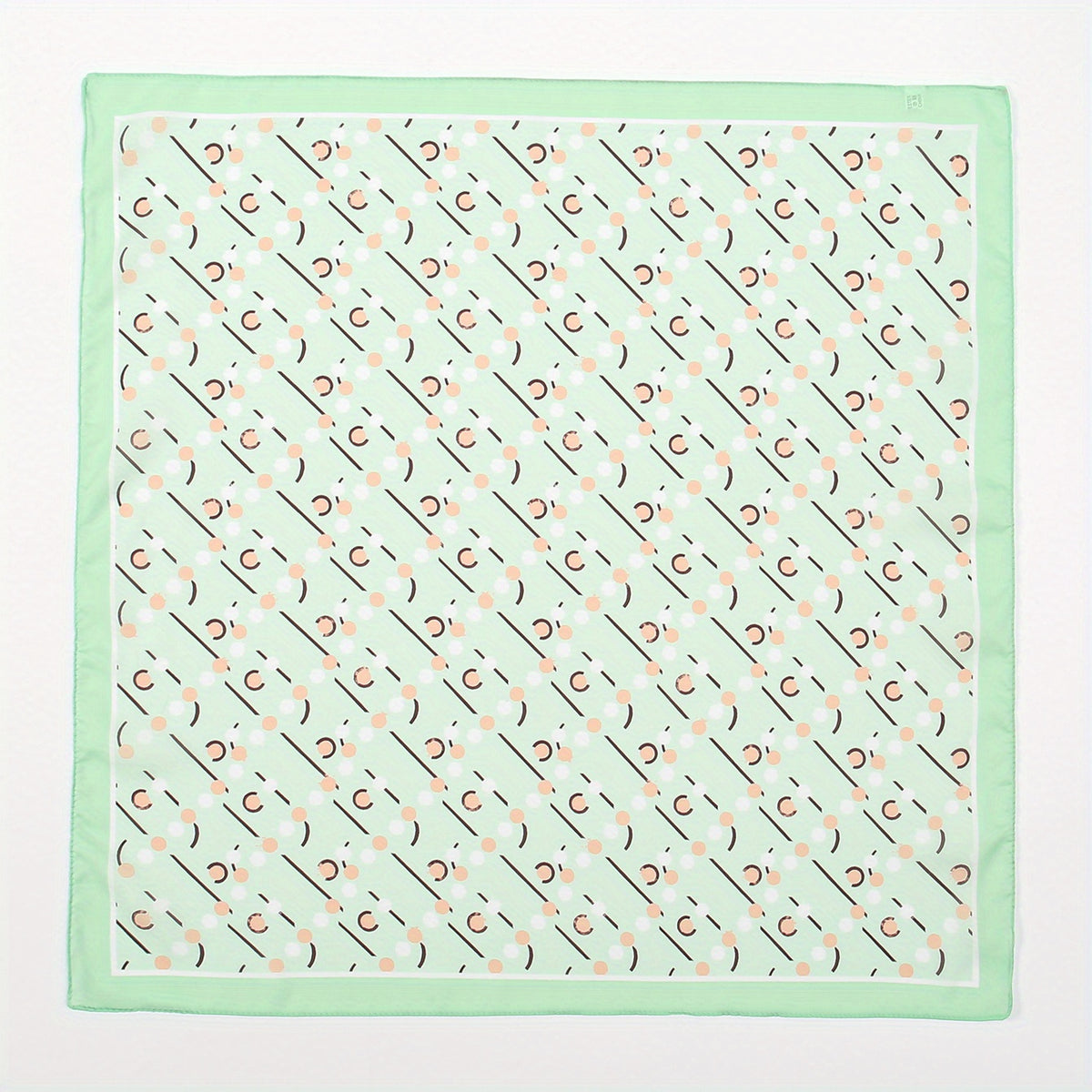 Green Geometric Dot Print Bandana Neckerchief Square Scarf Silk Head Wrap