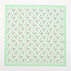 Green Geometric Dot Print Bandana Neckerchief Square Scarf Silk Head Wrap