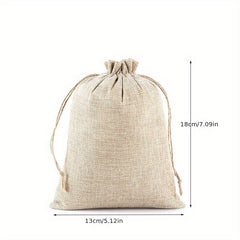 5pcs Hemp Strap Drawstring Gift Packaging Bag for Jewelry Storage