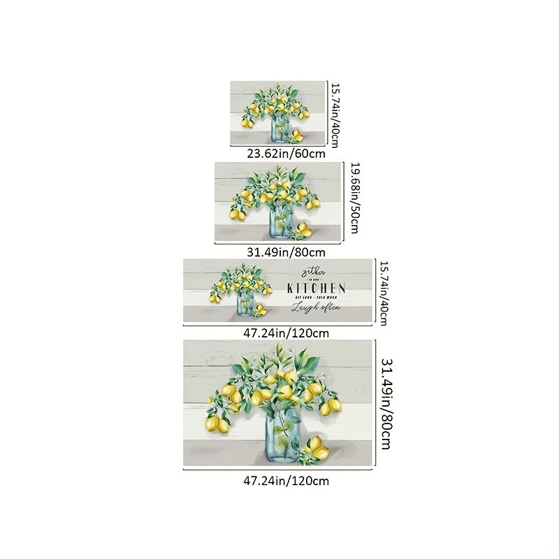 Lemon Pattern Sponge Kitchen Rugs Anti-fatigue Mat Anti-slip Doormat