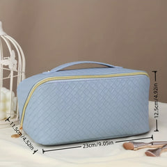 Braided Cosmetic Bag Zipper Makeup Pouch Lightweight Solid