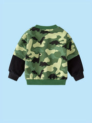 Dinosaur Full Print Boys Sweatshirt Long Sleeve Crew Neck Tops Kids Clothing