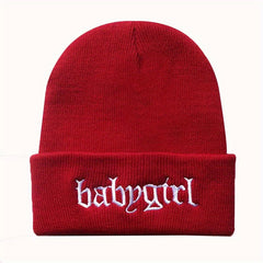 Unisex Babygirl Embroidered Warm Knit Hat for Kids & Teens