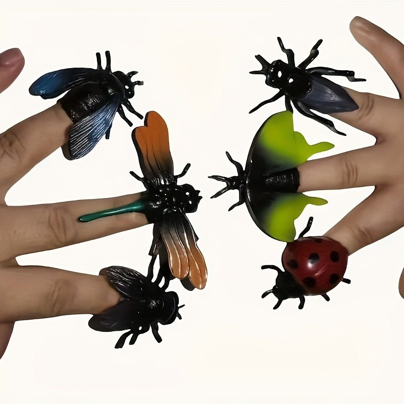 6pcs Soft Rubber Finger Puppet Insects Set for Interactive Play
