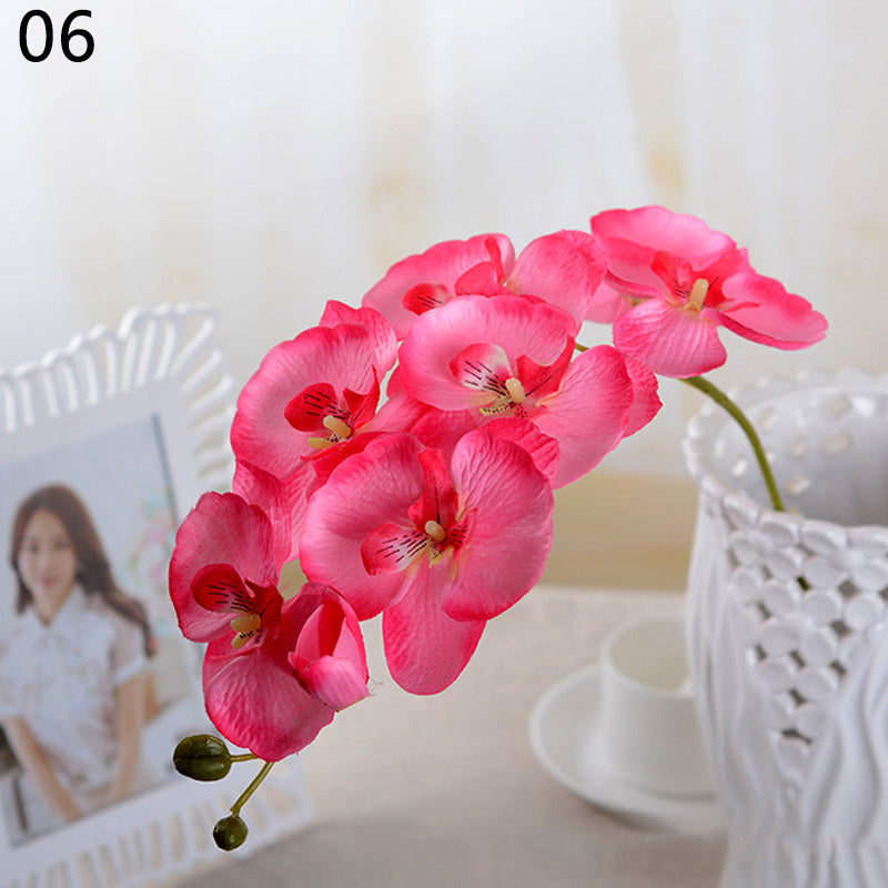 8 Heads Artificial Orchids Simulation Flowers Waterproof Faux Floral