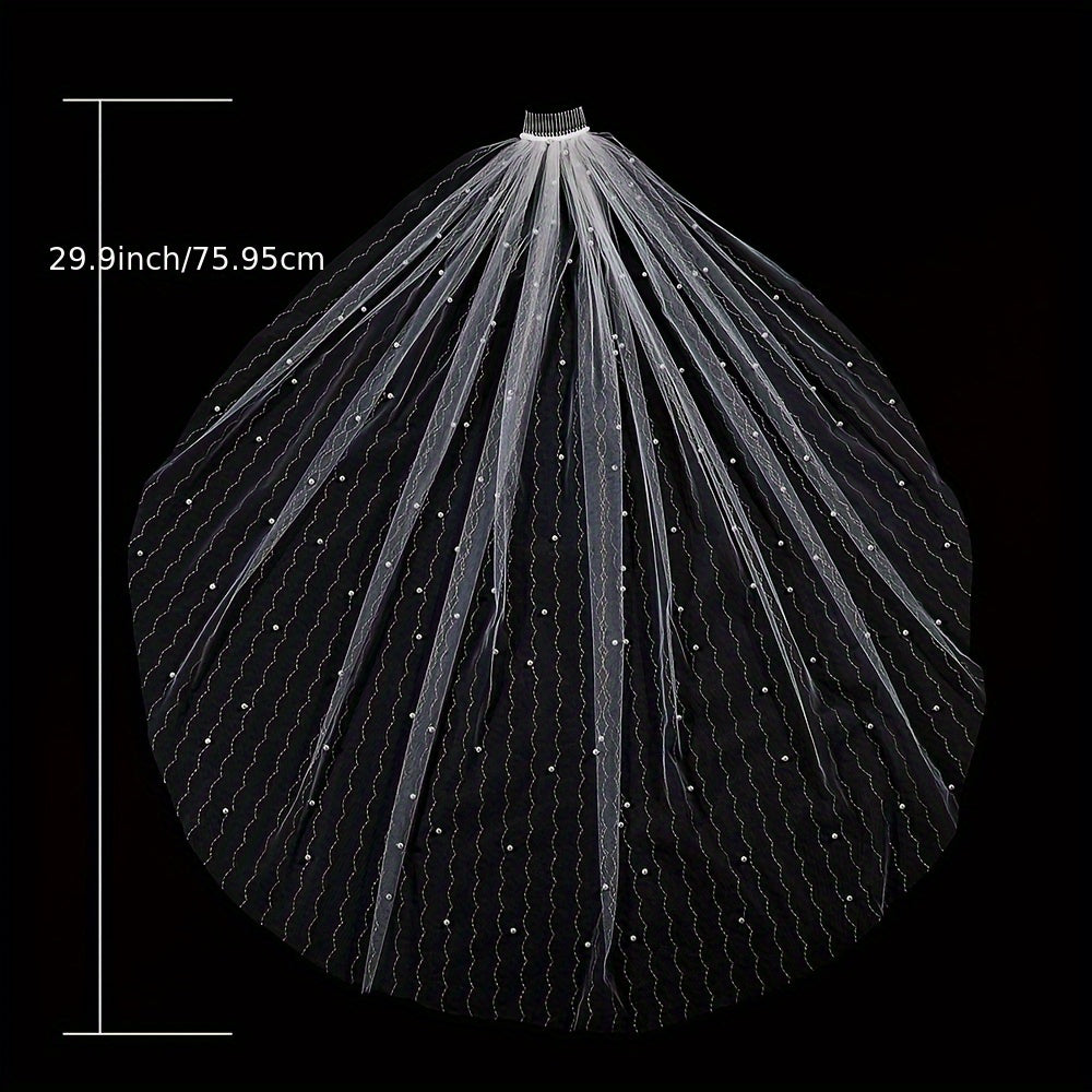 Bridal Veil Long Hair Accessory with Cascading Chains for Brides
