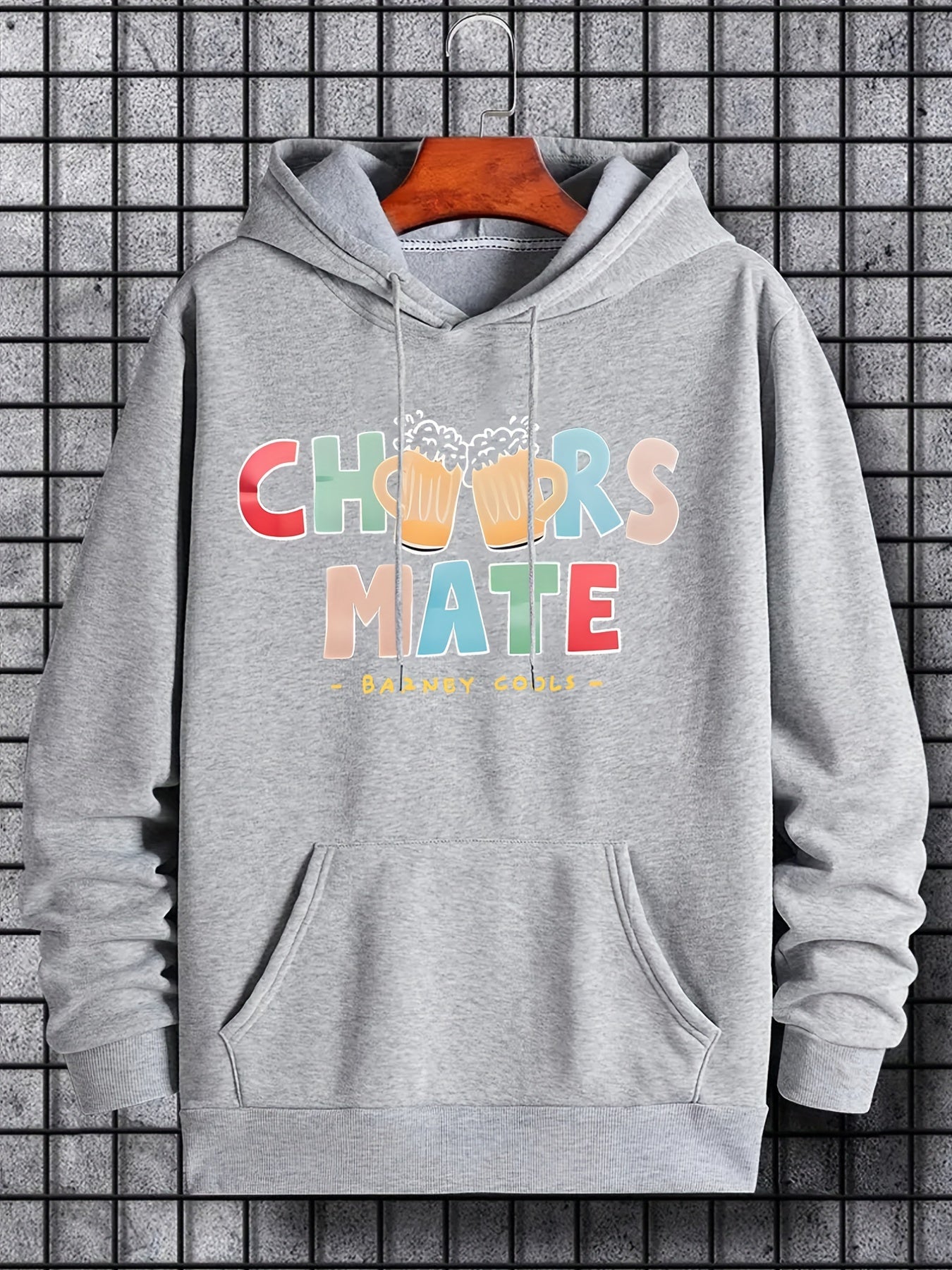'Cheers Mate' Print Hoodie Hoodies For Men Men s Casual Pullover Hooded Sweatshi