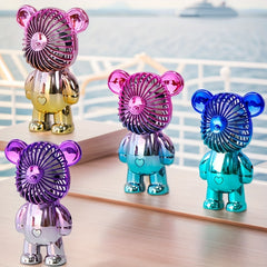 Mini Bear Fan Rechargeable 3 Modes USB Charging Multicolor Portable