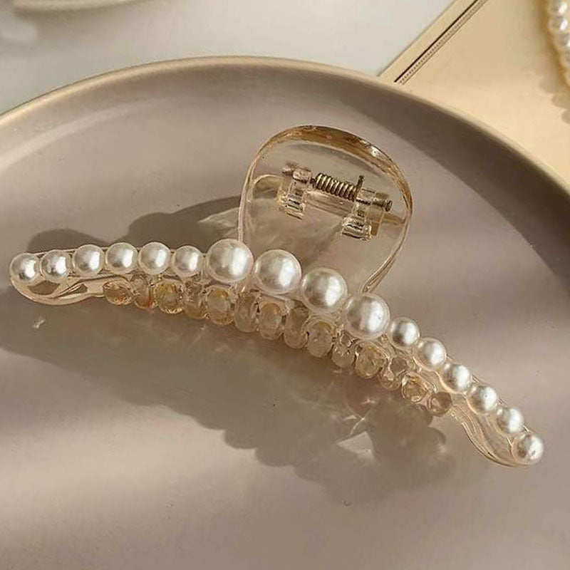 Ivory Pearl Hair Clip Bridal Claw Strong Hold Grip Hair Jaw Clip