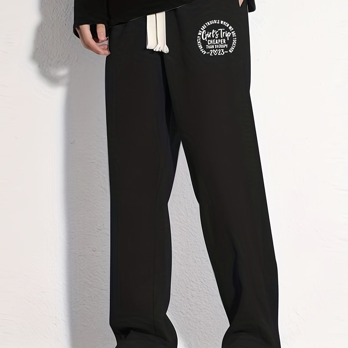 Men's Stylish Letter Print Loose Fit Drawstring Pants
