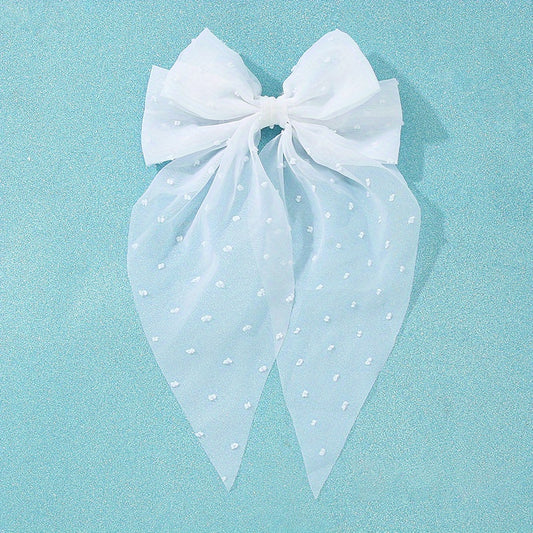 Dot Mesh Hairclip Embroidered Bow Knot Hairpin