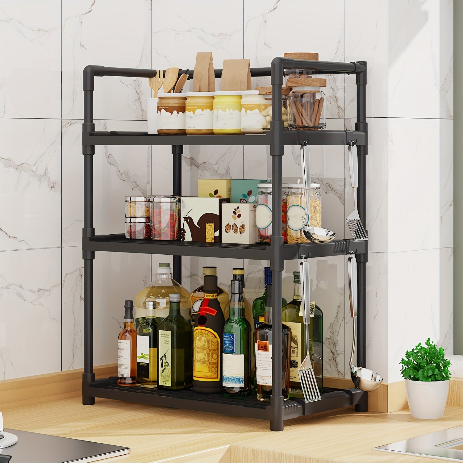 3 Layer Seasoning Rack Multifunctional Storage for Kitchen Countertop