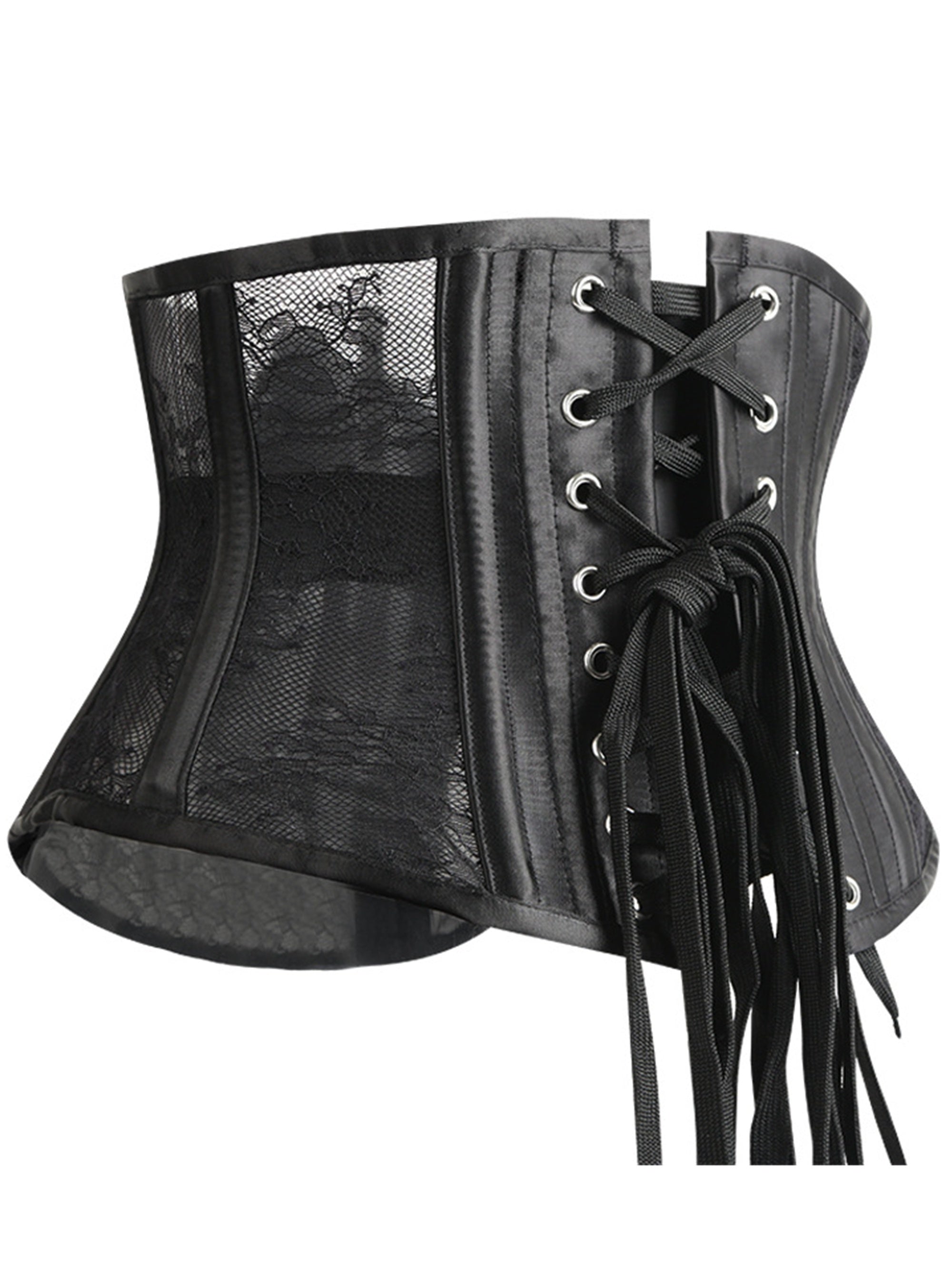 Floral Lace Strapless Corset Tummy Control Lace Up Body Shaper
