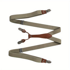 Adult 4 Clip Loose Elastic Suspenders Unisex Clip Leather Head