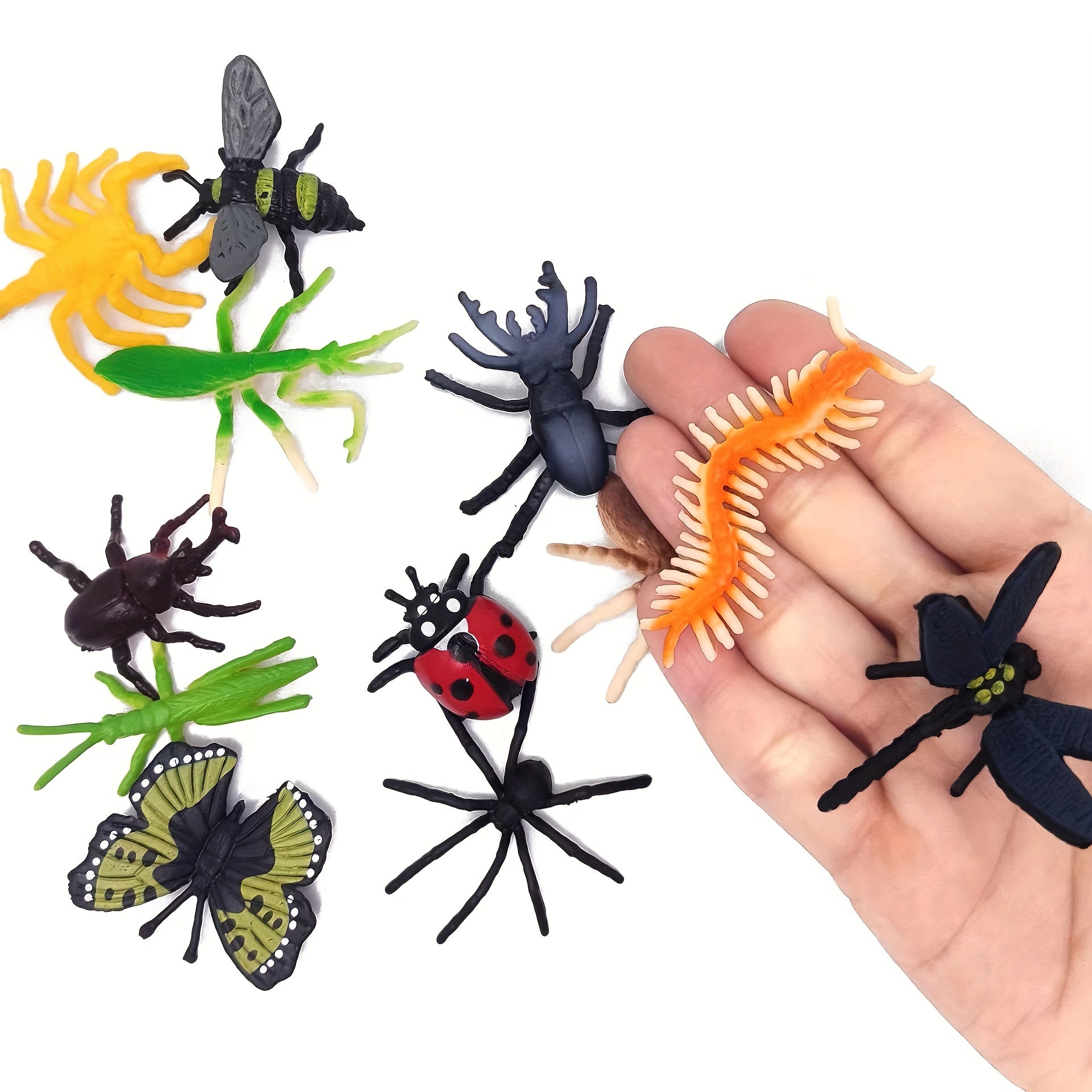 12pcs Mini Insect Models Kids Toys Spider Ladybug Beetle Ornaments