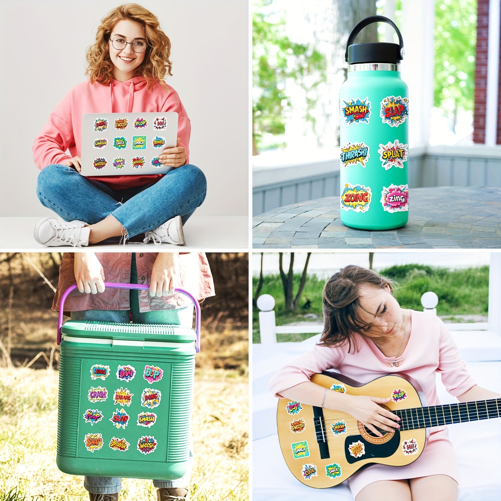 50pcs Colorful Explosion Stickers for DIY Projects Laptop Water Bottle Guitar