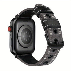 Nylon Spliced Cowhide Watch Strap for Smart Watch