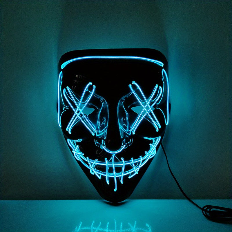 Men's LED Luminous Cyberpunk Tech Mask for Halloween Dress-Up