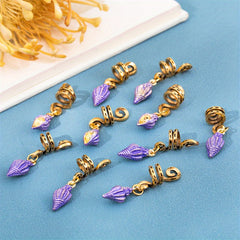 10pcs Enamel Conch Braid Hair Beads Dreadlock Hair Ring Oceans Series Hair