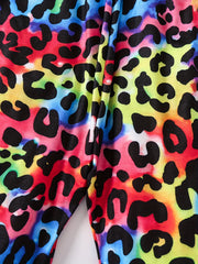 Girls Leopard Print Long Jumpsuit