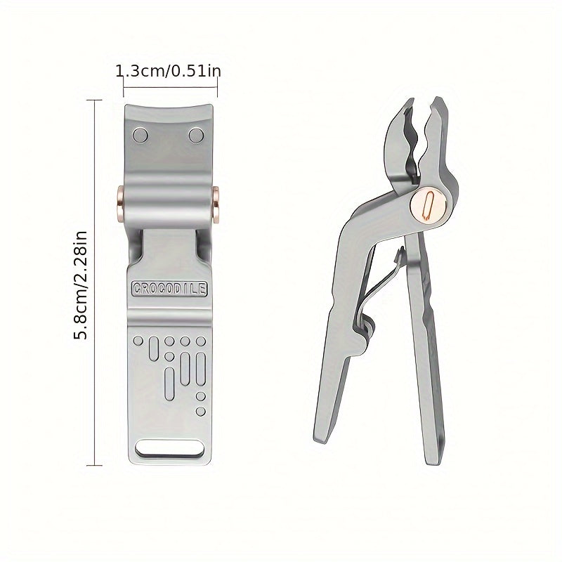 Crocodile Shaped Nail Clipper & File Set, High Steel, Portable & Ultra-thin