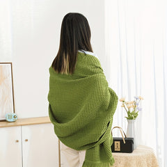 Thick Cotton Waffle Bath Towel - Water Absorbent Wrap