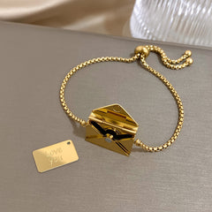 18K Plated Stainless Steel Envelope Pendant Bracelet