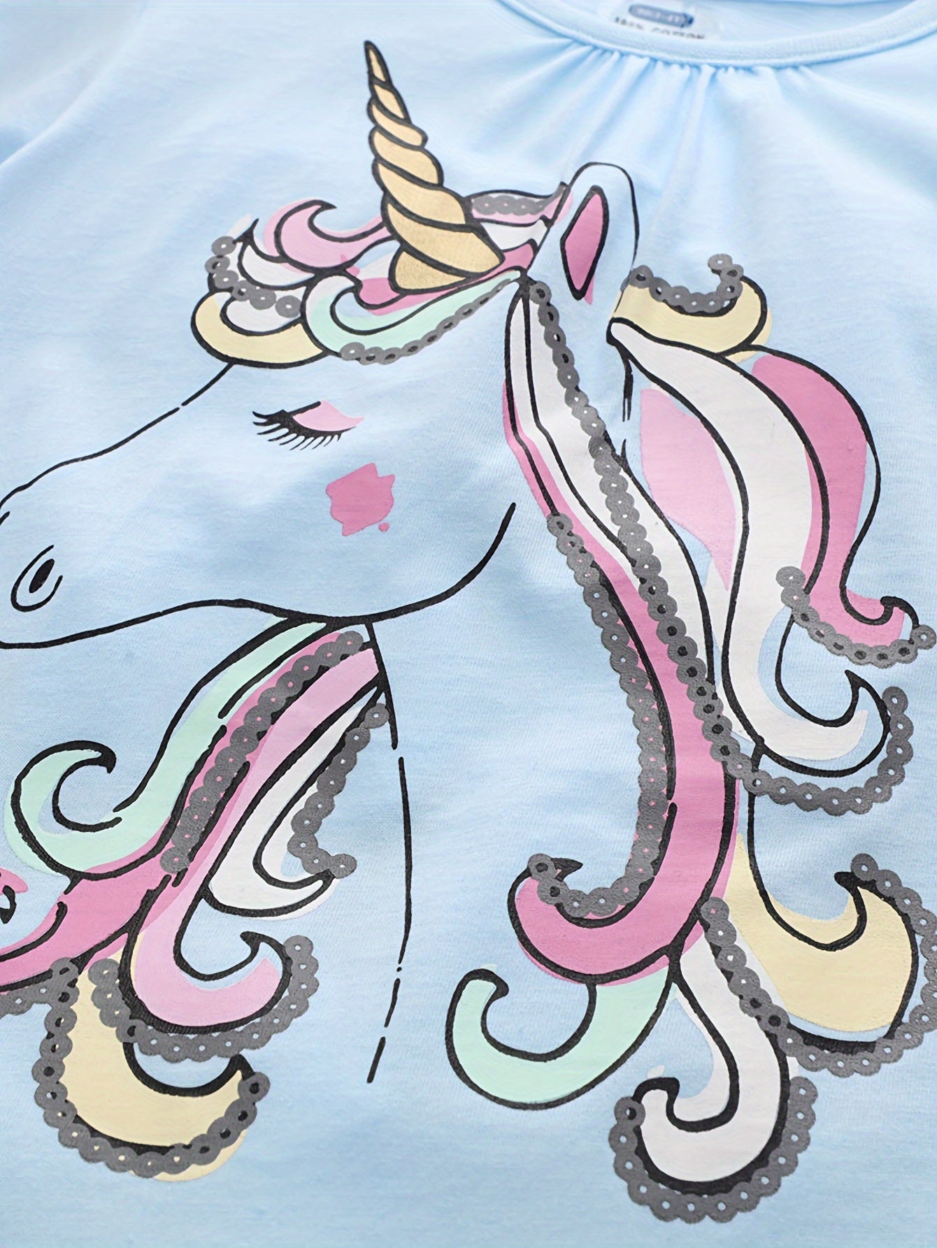 Girls Pony Print T Shirt Short Sleeve Top For Kids