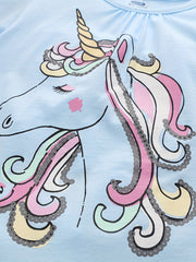 Girls Pony Print T Shirt Short Sleeve Top For Kids