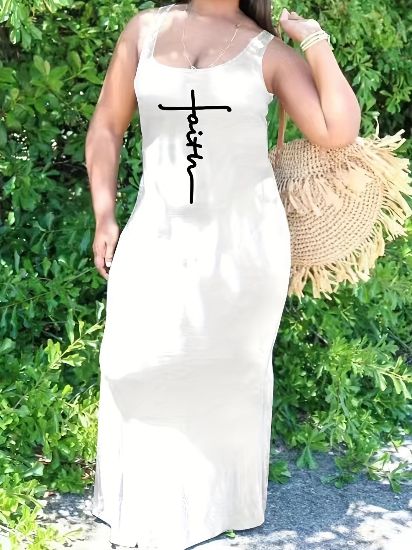  Letter Print Tank Maxi Dress