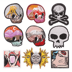 9pcs Skull Iron On Patches Sew On Embroidered Applique Repair Patch DIY Crafts