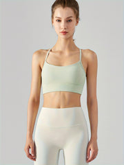 Solid Halter Neck Sports Bra High Stretch Running Yoga Bra