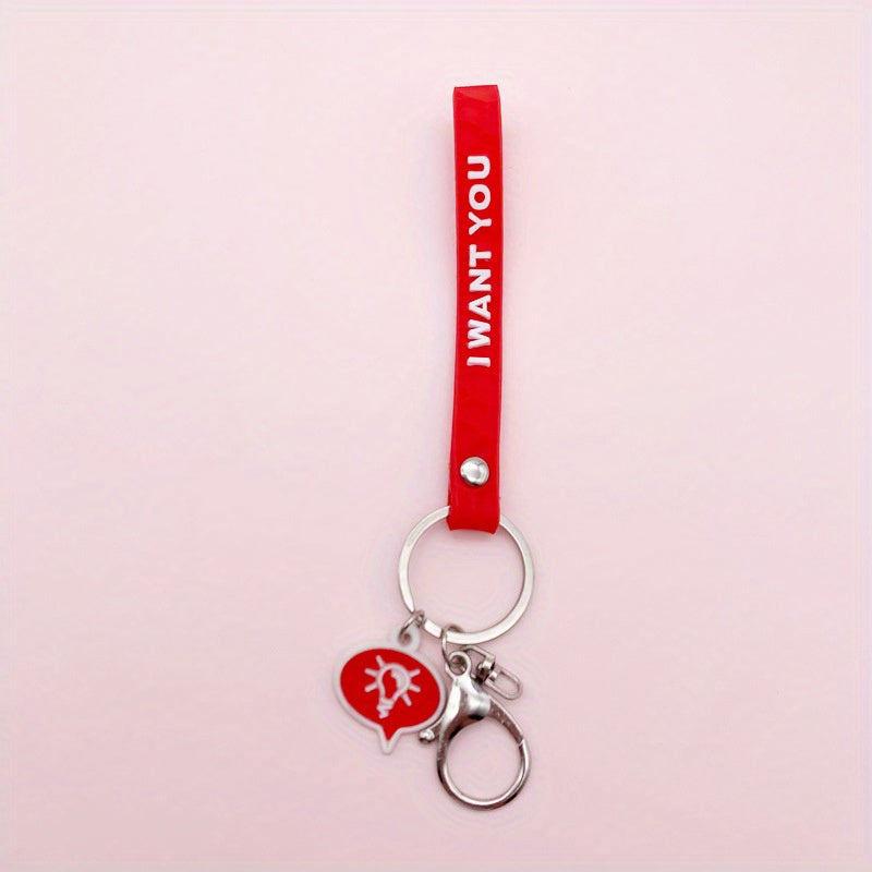 Soft PVC Geometric Cut Leather Rope Keychain For Men
