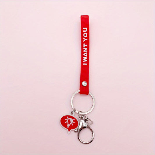 Soft PVC Geometric Cut Leather Rope Keychain For Men