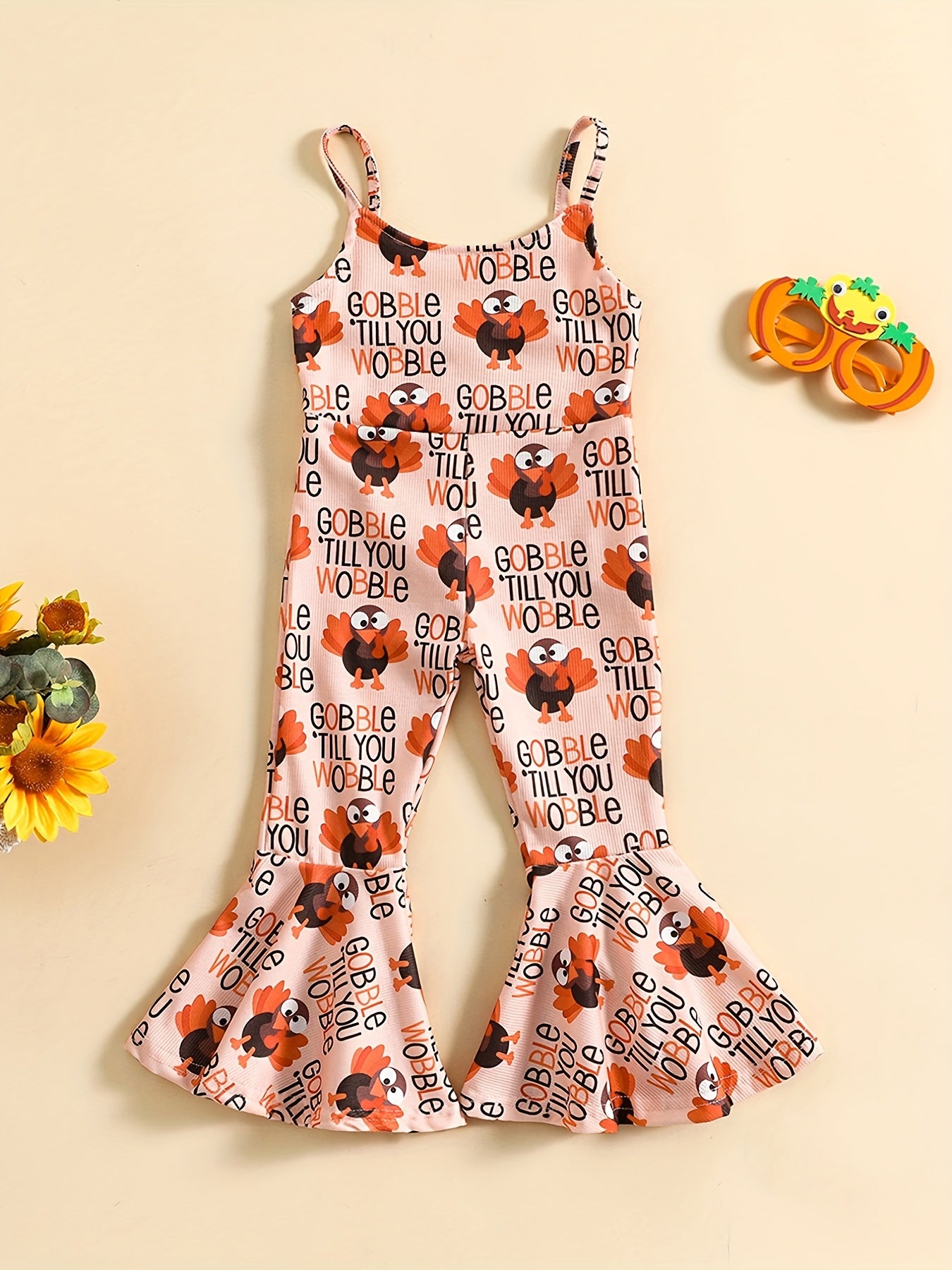 Toddler Girls Turkey Cami Romper Jumpsuit