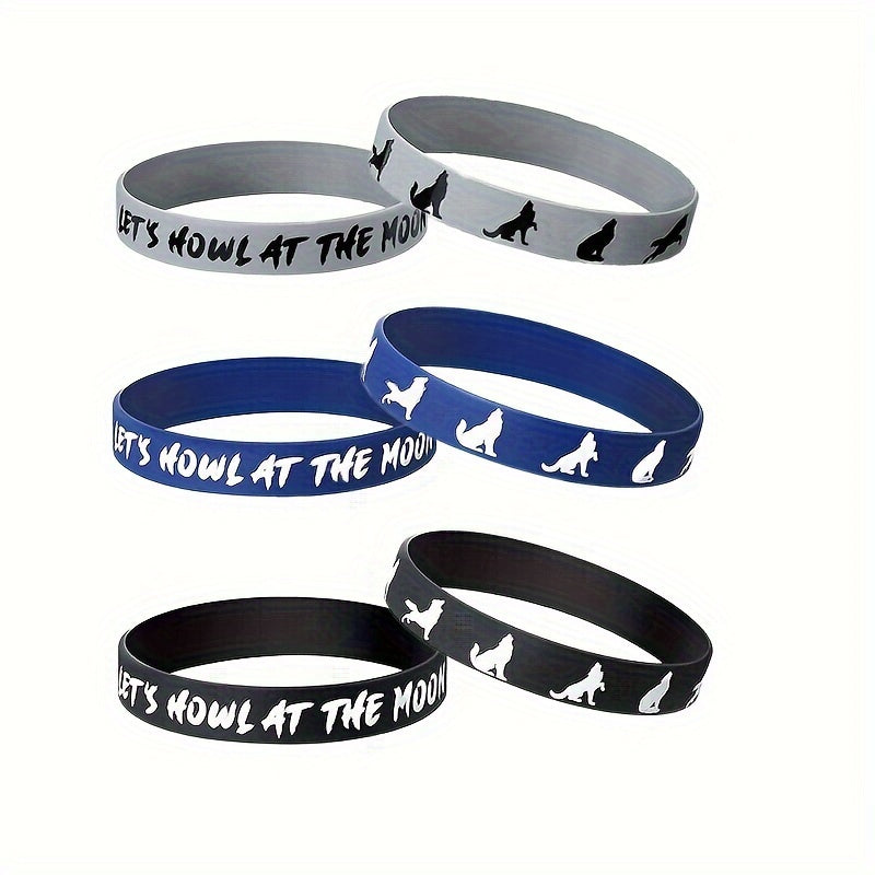 3Pcs Wolf Themed Party Silicone Bracelets