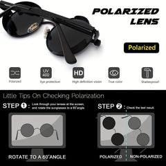 Retro Steampunk Style Sunglasses Round Metal Polarized Eyewear