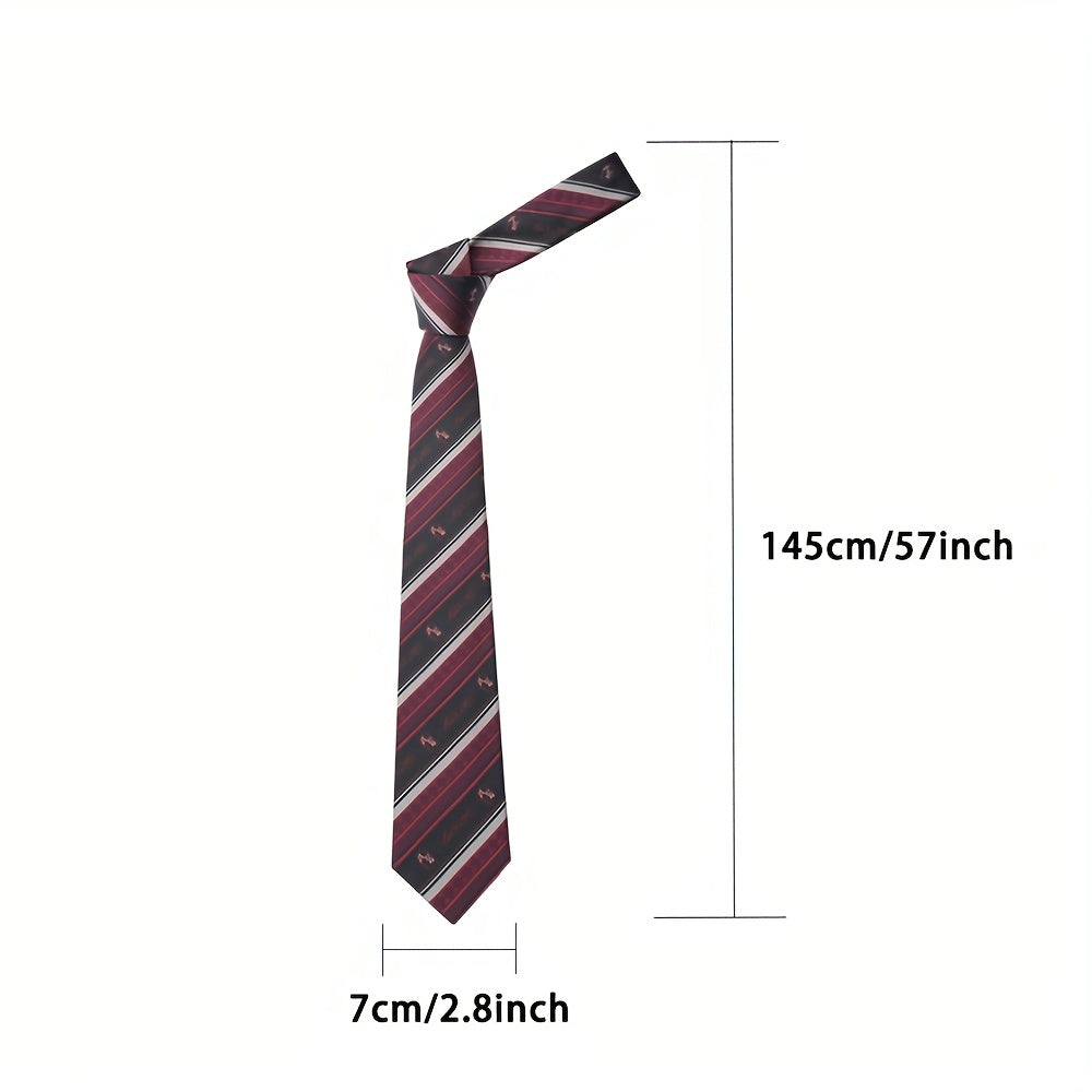 Men's Dark Red Tie Bow Tie College Style Print Party Tie