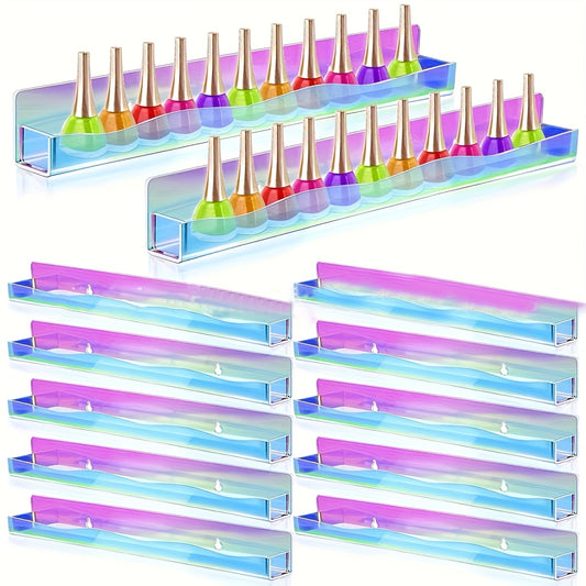 Acrylic Nail Polish Rack Wall Shelf Clear Rainbow Iridescent Organizer