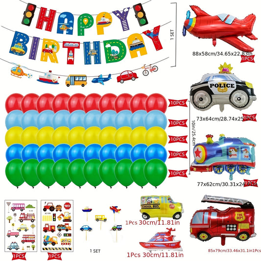 60pcs Transport Vehicle Party Decor Balloon Sticker Set