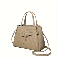 Crocodile Pattern Cowhide Women's Handbag for Commuting