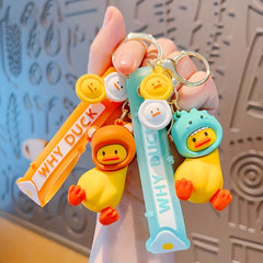 Cartoon Crooked Duck Shark Head Keychain Funny Duck Doll Bag Pendant